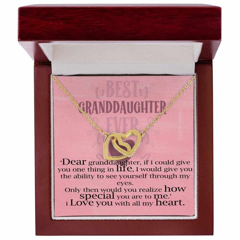 My Granddaughter Interlocking Hearts Necklace With Cubic Zirconia Pendant Christmas and Birthday Gift For Best Granddaughter From Grandma