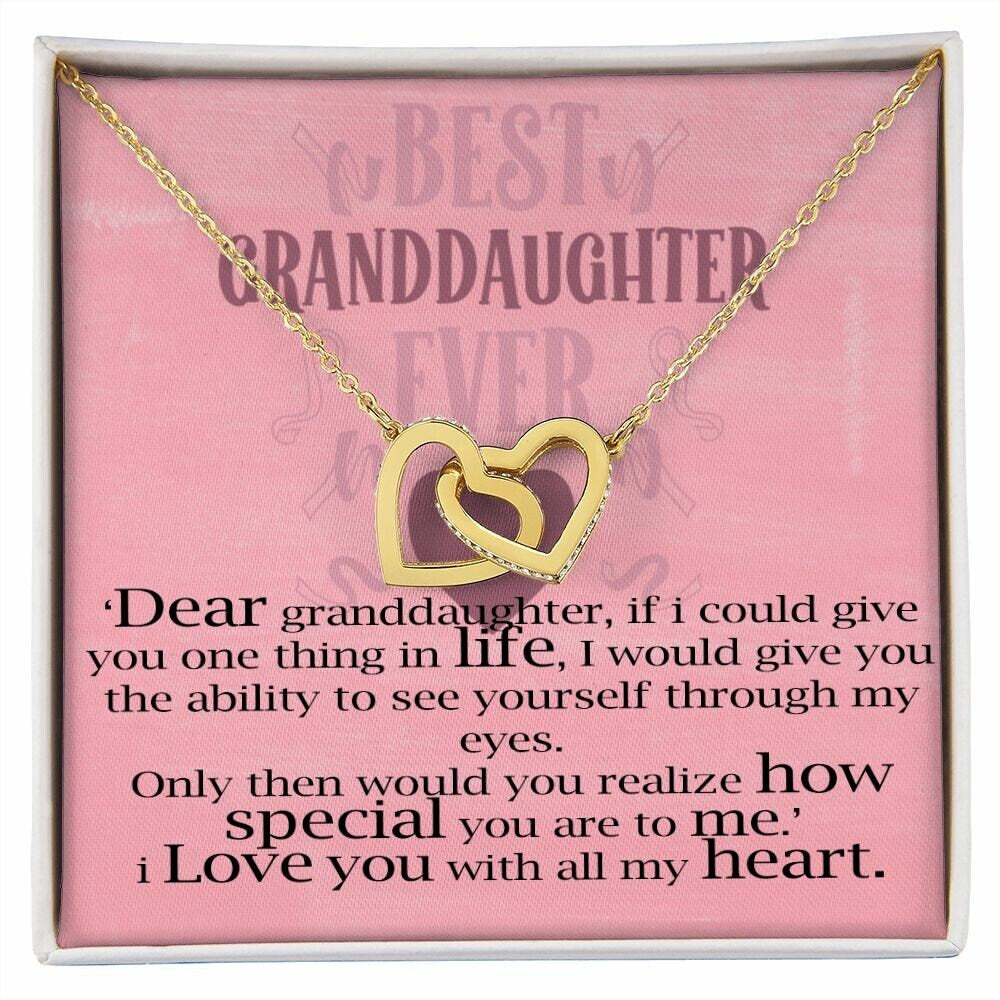 My Granddaughter Interlocking Hearts Necklace With Cubic Zirconia Pendant Christmas and Birthday Gift For Best Granddaughter From Grandma